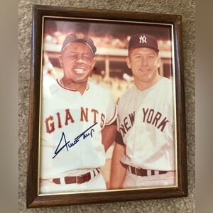 Willie Mays Signed Autograph Photo w/Mickey Mantle NY Yankees - SF Giants